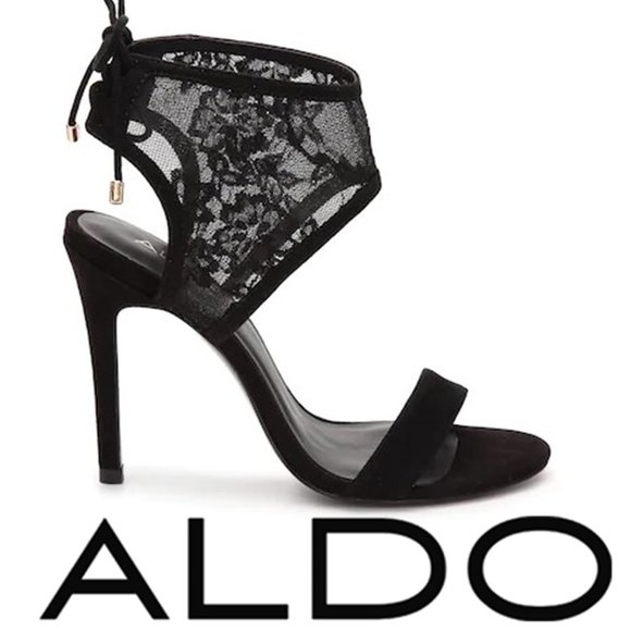 Aldo Shoes - 𝐀𝐋𝐃𝐎 "Hissa" Suede & Lace and Back Lace-Up Heels 𓂇𓂇